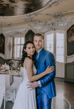 Laden Sie das Bild in den Galerie-Viewer, Digel Weste - Hochzeitsanzug - Stehkragen - Blau
