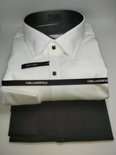 Laden Sie das Bild in den Galerie-Viewer, Modern Fit Karl Lagerfeld Hemd mit schwarzen Druckknöpfen Farbe Ivory
