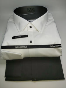 Modern Fit Karl Lagerfeld Hemd mit schwarzen Druckknöpfen Farbe Ivory