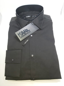 Slim Fit Karl Lagerfeld Hemd mit schwarzen Druckknöpfen Farbe Schwarz