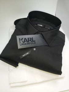 Slim Fit Karl Lagerfeld Hemd mit schwarzen Druckknöpfen Farbe Ivory
