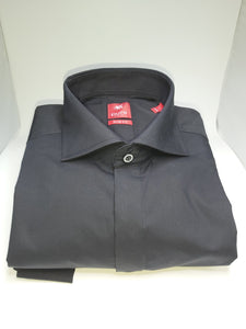 Pure Hemd, mit verdeckter Knopfleiste und Doppelmanschette Slim Fit Schwarz