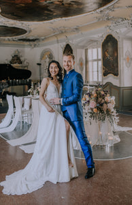 Digel Weste - Hochzeitsanzug - Stehkragen - Blau